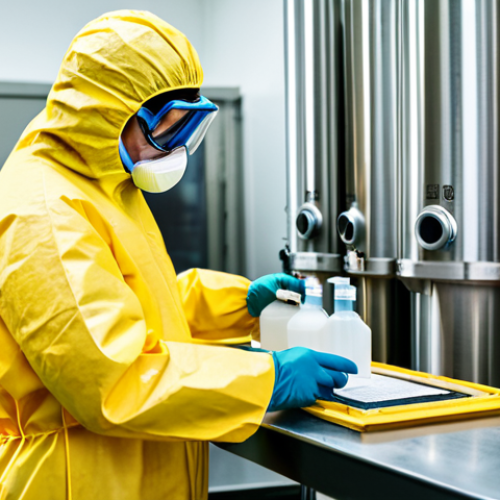 **

"A certified Hazmat professional, fully clothed in appropriate safety gear (gloves, glasses, mask, Hazmat suit), carefully examining a labeled container of hazardous materials in a well-lit laboratory. Safe for work, appropriate content, professional environment, perfect anatomy, correct proportions, natural pose, high quality, professional."

**
