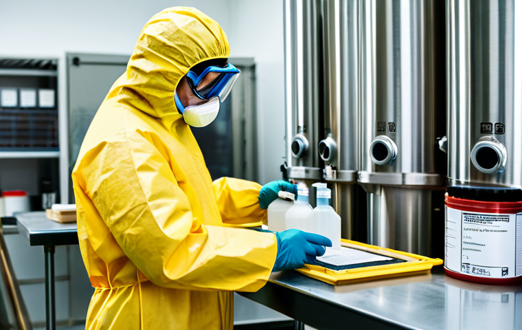 **

"A certified Hazmat professional, fully clothed in appropriate safety gear (gloves, glasses, mask, Hazmat suit), carefully examining a labeled container of hazardous materials in a well-lit laboratory. Safe for work, appropriate content, professional environment, perfect anatomy, correct proportions, natural pose, high quality, professional."

**