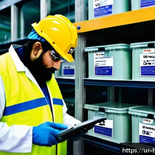 Home 32 위험물관리사 실무에서 자주 사용하는 서식 - A highly detailed industrial workplace scene in Pakistan, showing workers wearing standard protectiv...