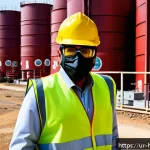 Home 18 위험물관리사 자격증의 국가별 활용 사례 - A professional hazardous materials expert in a modern industrial chemical plant in Pakistan, wearing...