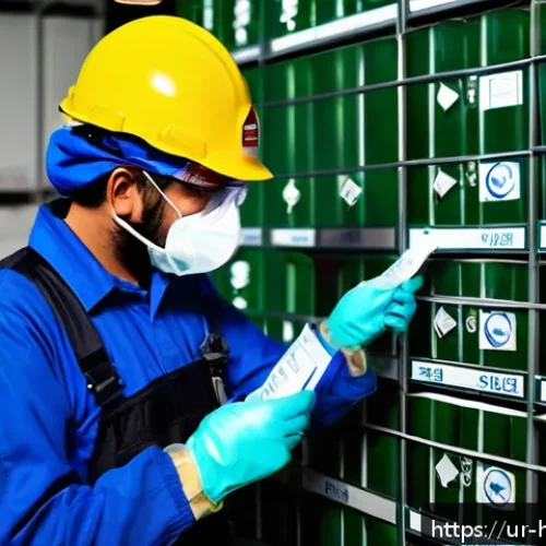Home 17 위험물관리사와 소방안전관리의 차이점 - A detailed scene of a hazardous materials expert in a modern industrial chemical storage facility in...